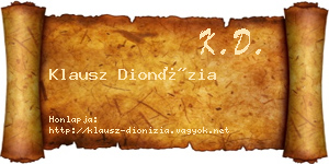 Klausz Dionízia névjegykártya
